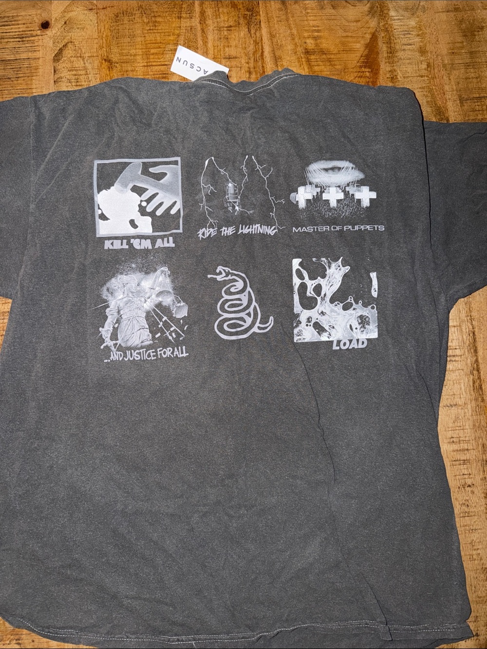 PacSun Men's Metallica Logo Tee in Washed Black - Picture 3 of 3